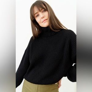 Cropped alpaca turtleneck sweater